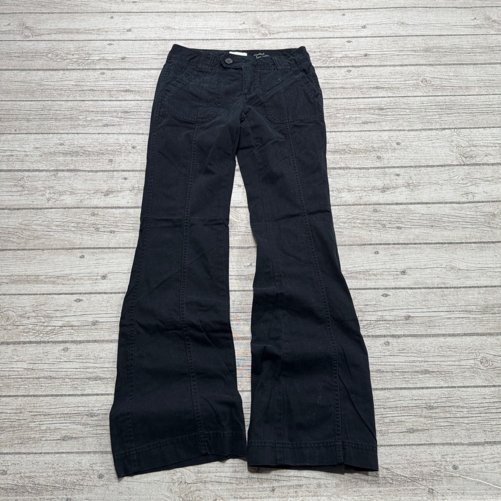 Jacob Connexion Pants Women's 1/2 Black Cotton Low Rise Flare Leg Trousers Y2K